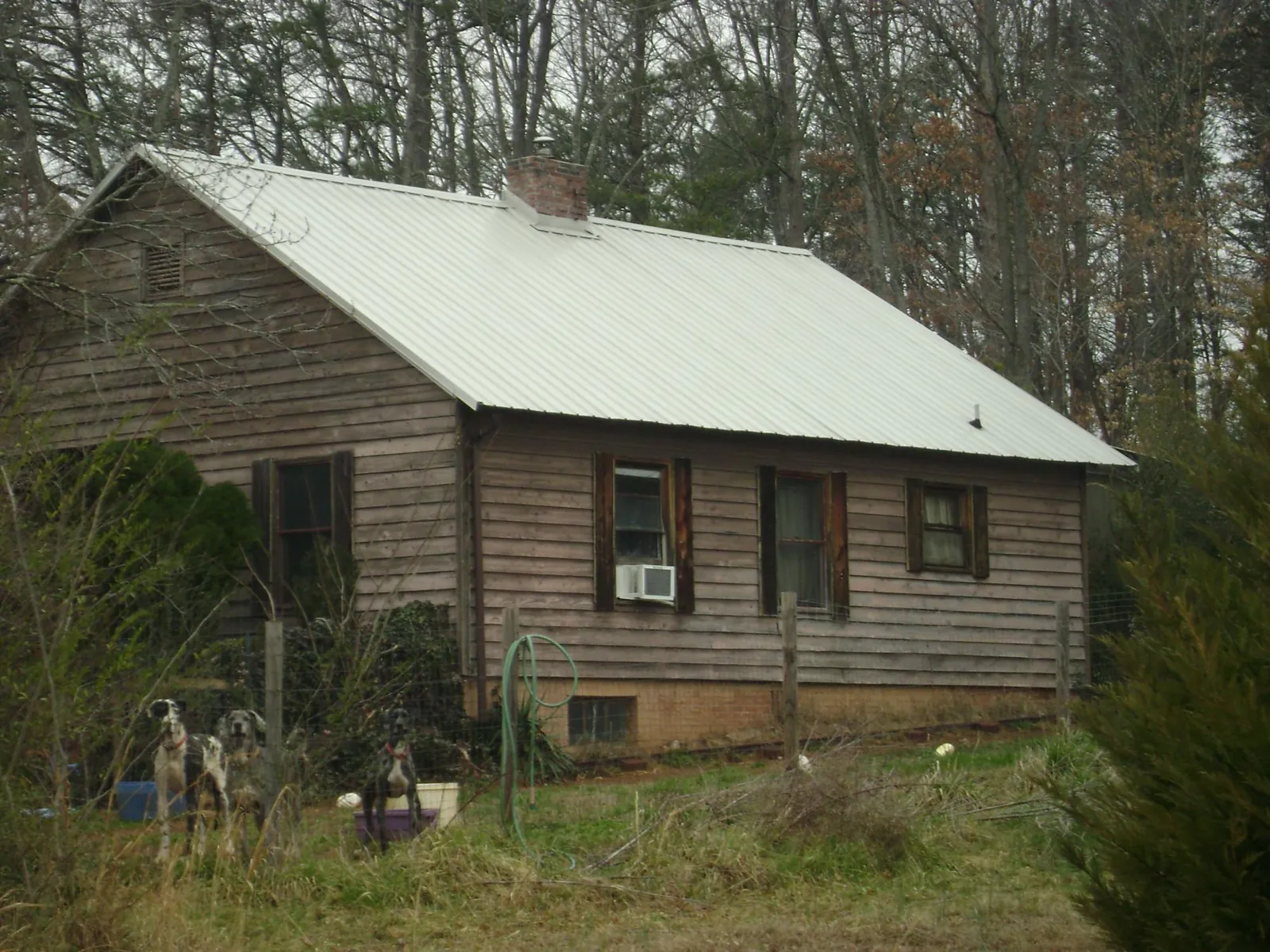 White metal roof on an old wood sided farmhouse, from a Asphalt Shingle Roof Repair job in Westminster